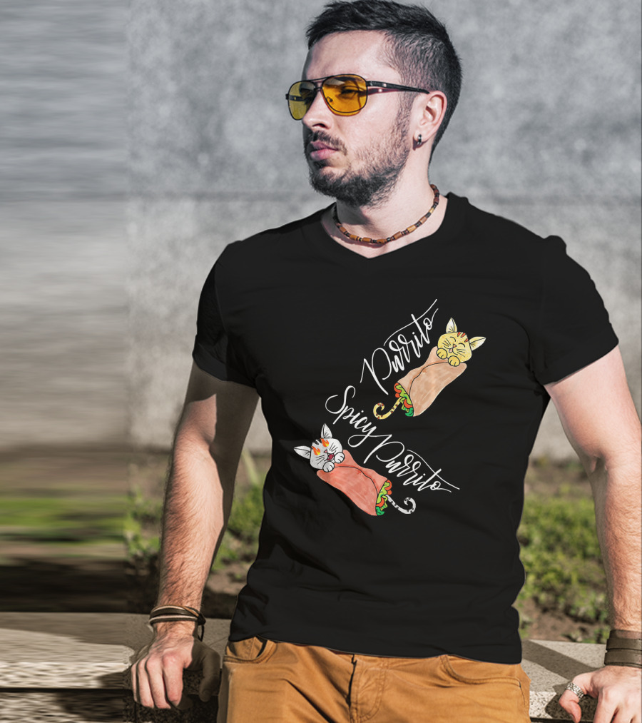 Purrito Spicy Purrito Funny Kitty Cat Burrito T-Shirt