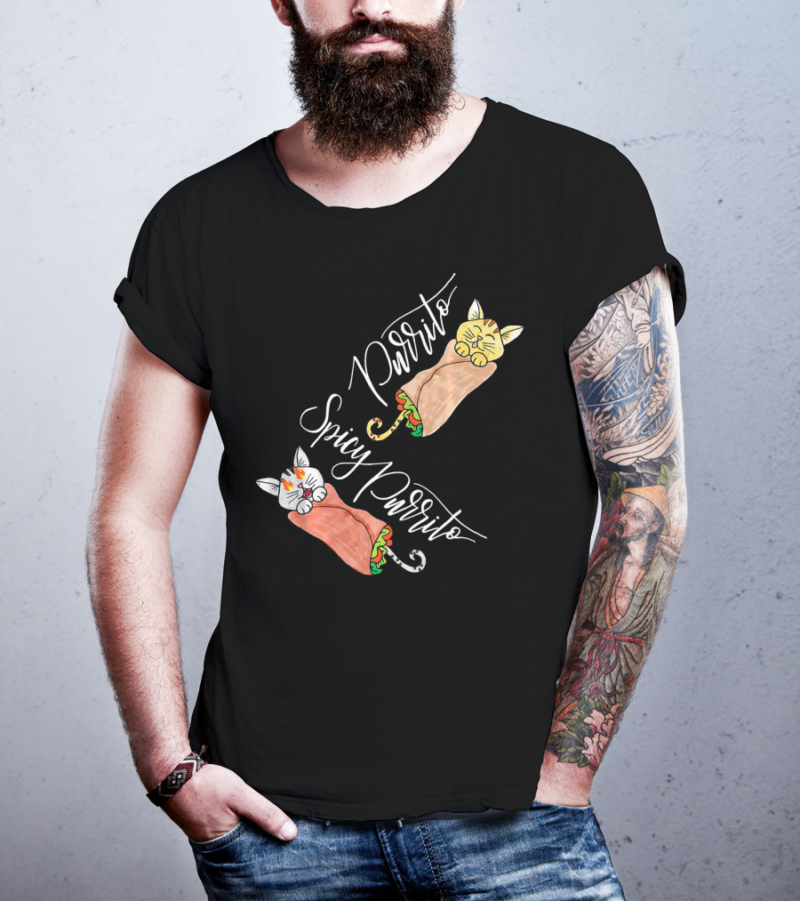 Purrito Spicy Purrito Funny Kitty Cat Burrito T-Shirt