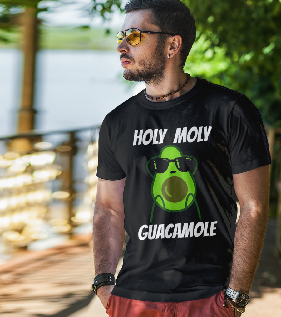 Holy Moly Guacamole Avocado With Sunglasses T-Shirt