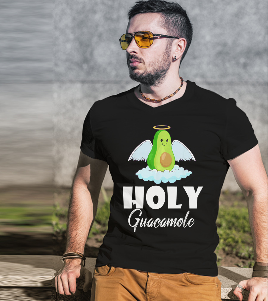 Holy Guacamole Avocado With Angel Wings And Halo T-Shirt