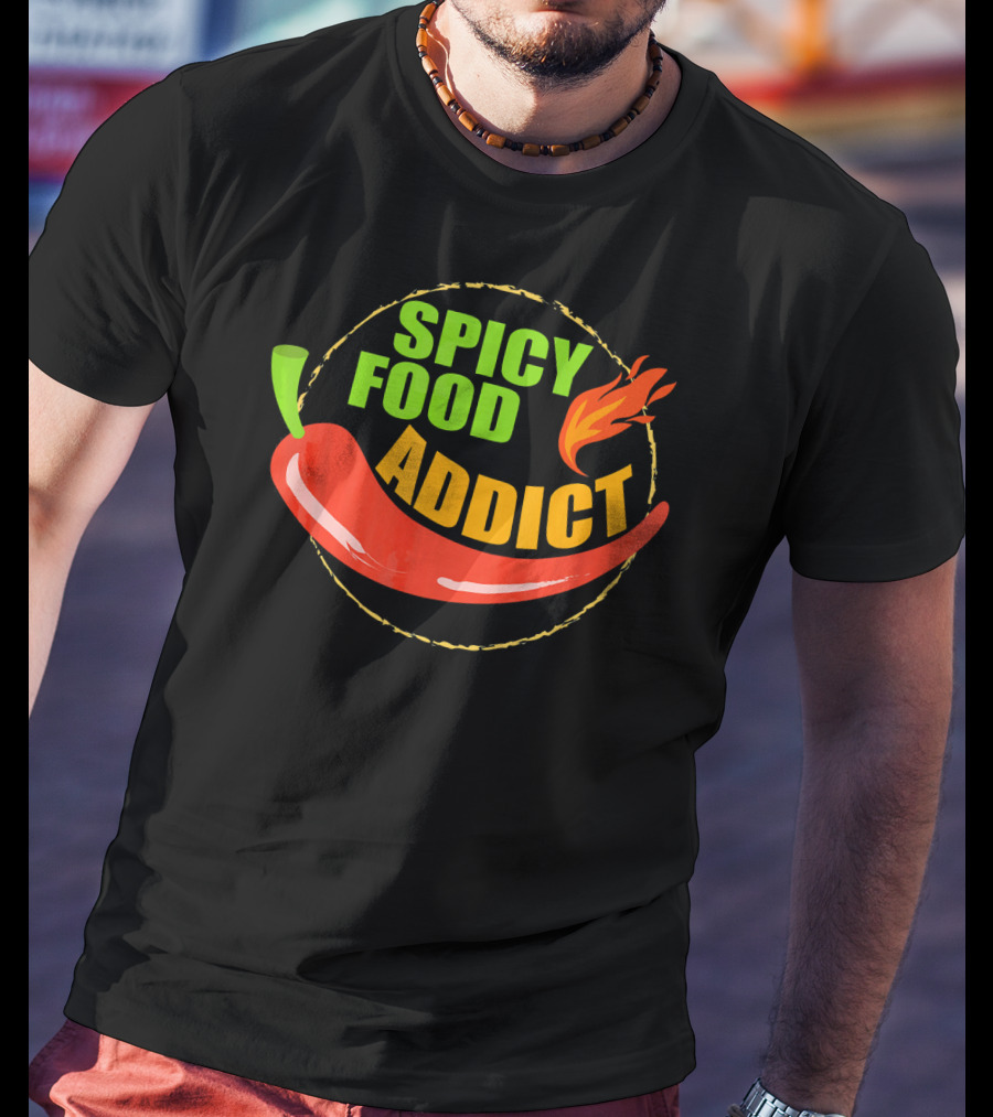 Spicy Food Addict Hot Chili Pepper Flame T-Shirt