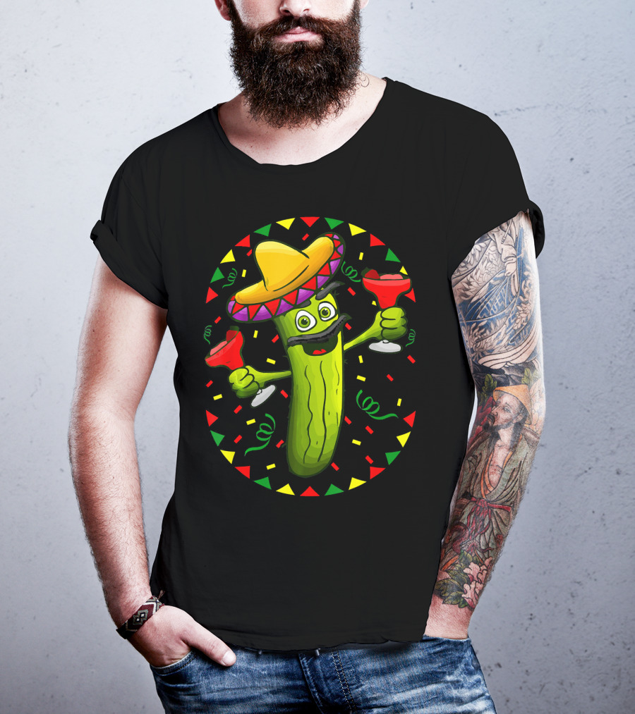Sombrero Pickle Margarita Cinco De Mayo Fiesta T-Shirt