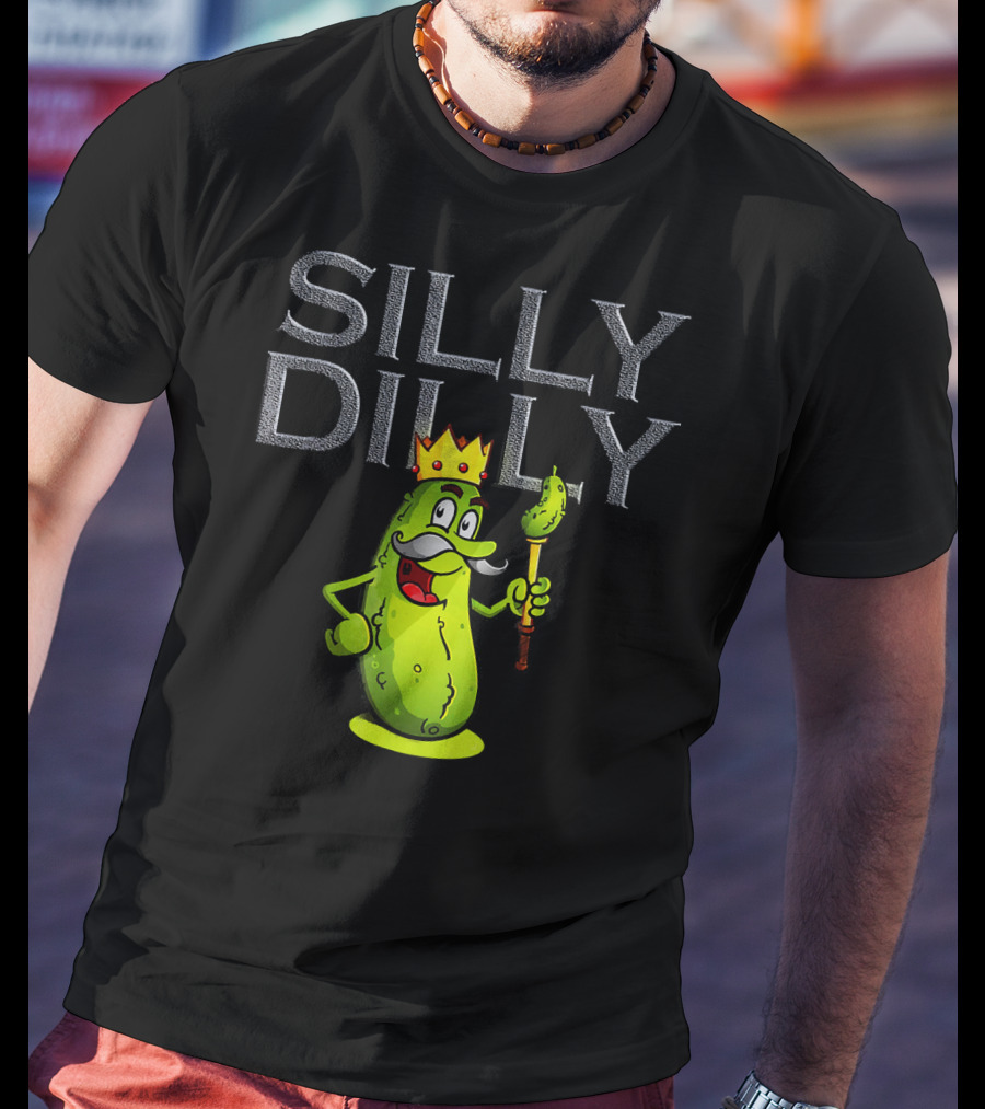 Silly Dilly Pickle King With Moustache And Crown T-Shirt