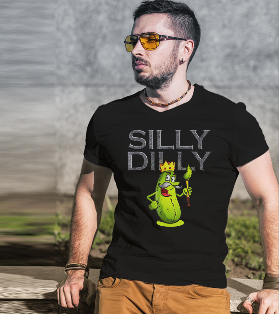 Silly Dilly Pickle King With Moustache And Crown T-Shirt