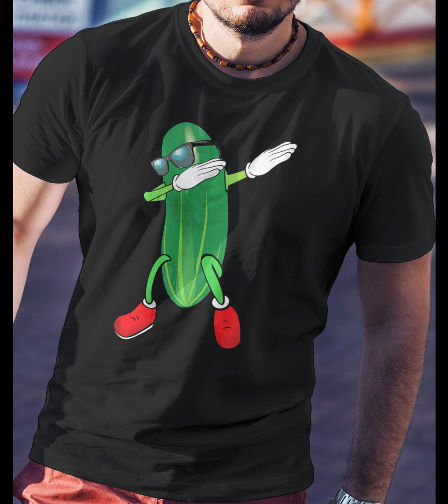 Dabbing Cucumber Pickle With Sunglasses And Red Shoes T-Shirt