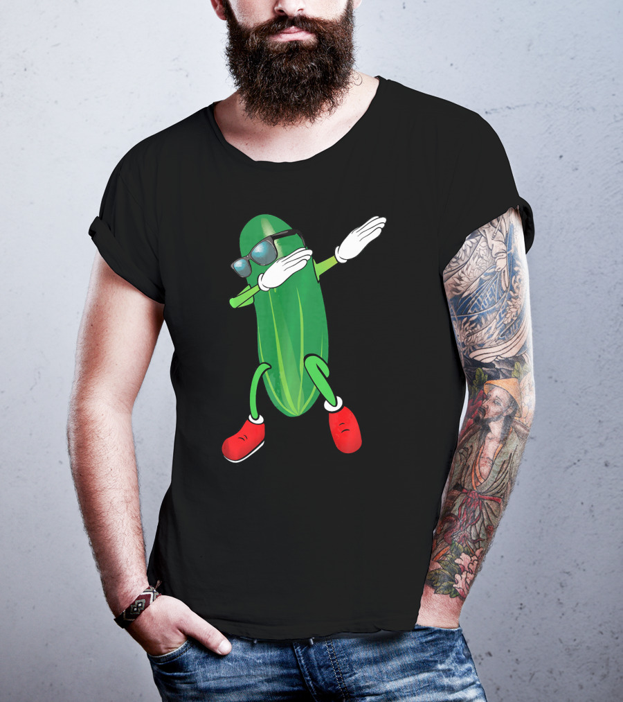 Dabbing Cucumber Pickle With Sunglasses And Red Shoes T-Shirt
