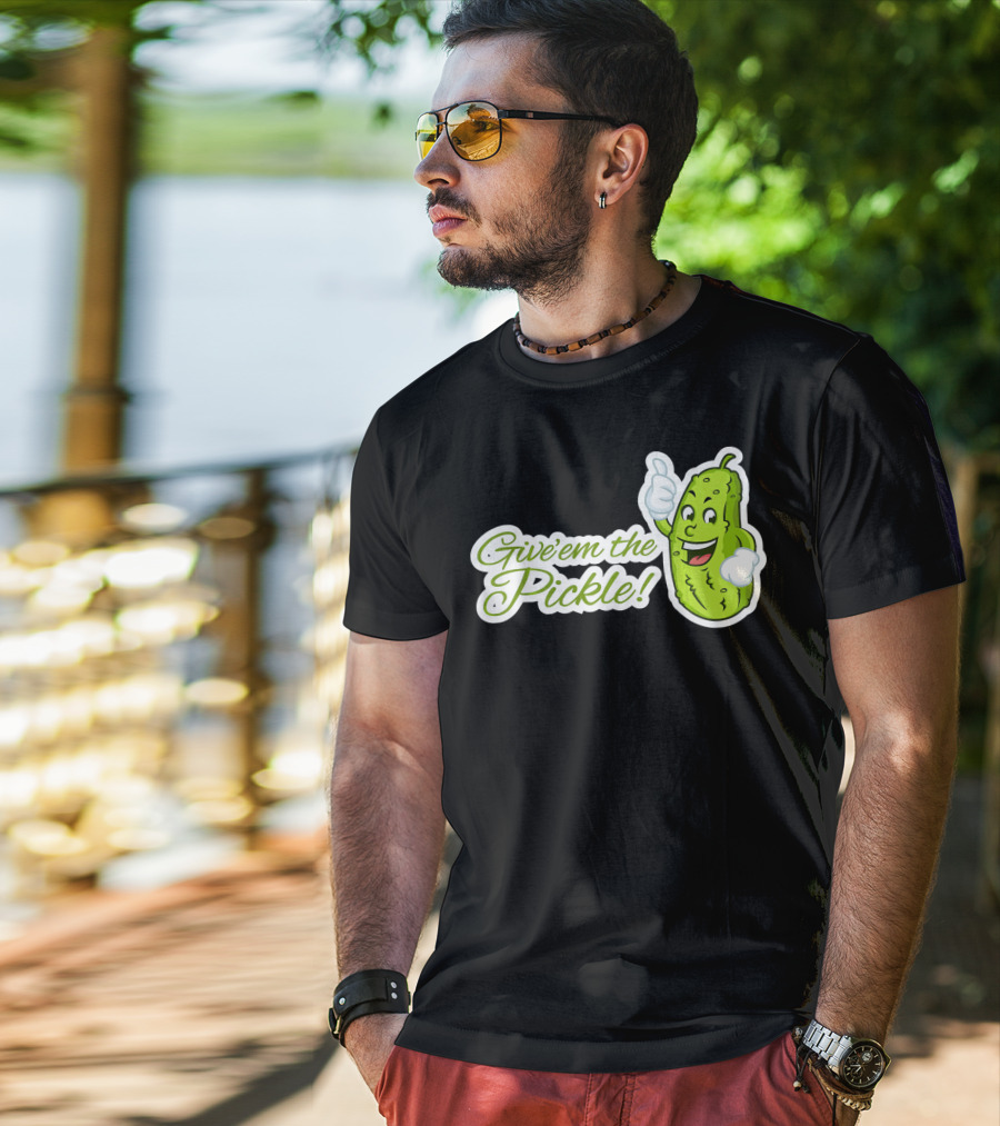 Give'em The Pickle Thumbs Up Cartoon Character T-Shirt