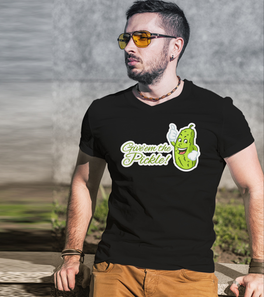 Give'em The Pickle Thumbs Up Cartoon Character T-Shirt