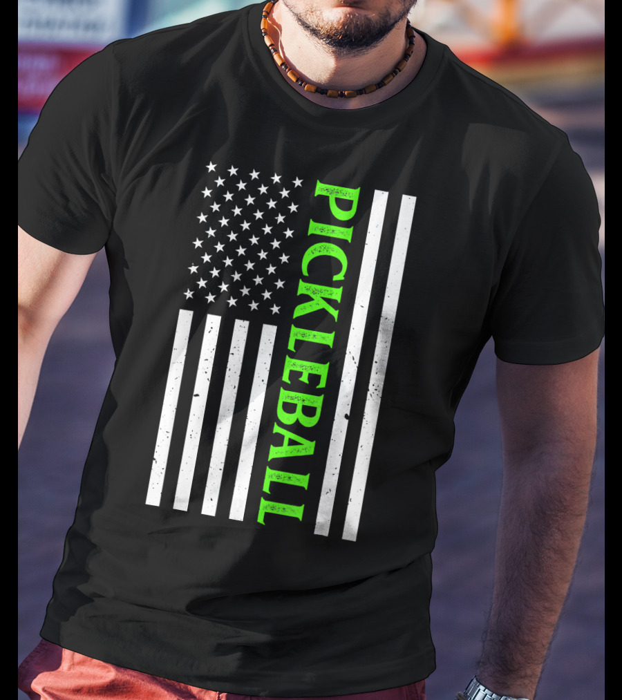 Pickleball Vintage Distressed American Flag T-Shirt