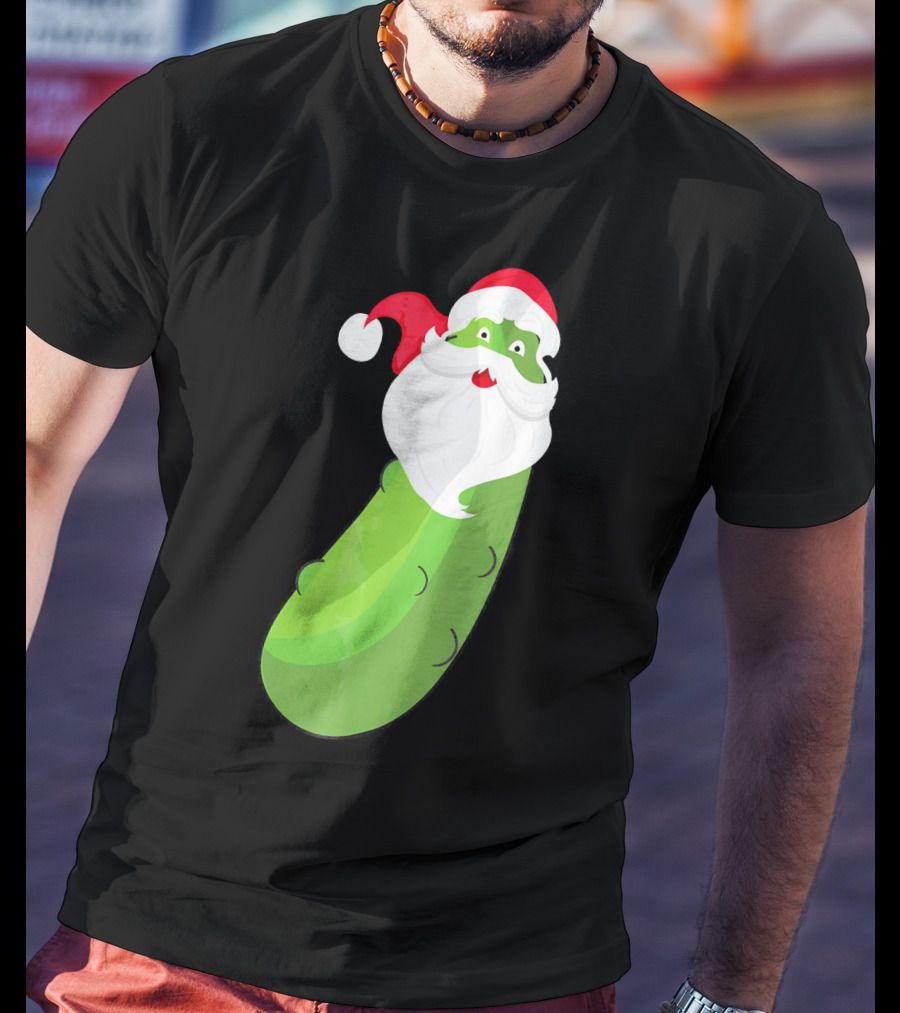 Lucky Pickle Funny Christmas Santa T-Shirt