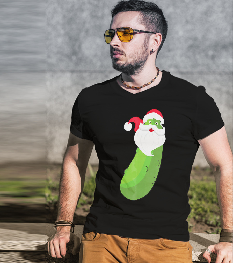 Lucky Pickle Funny Christmas Santa T-Shirt
