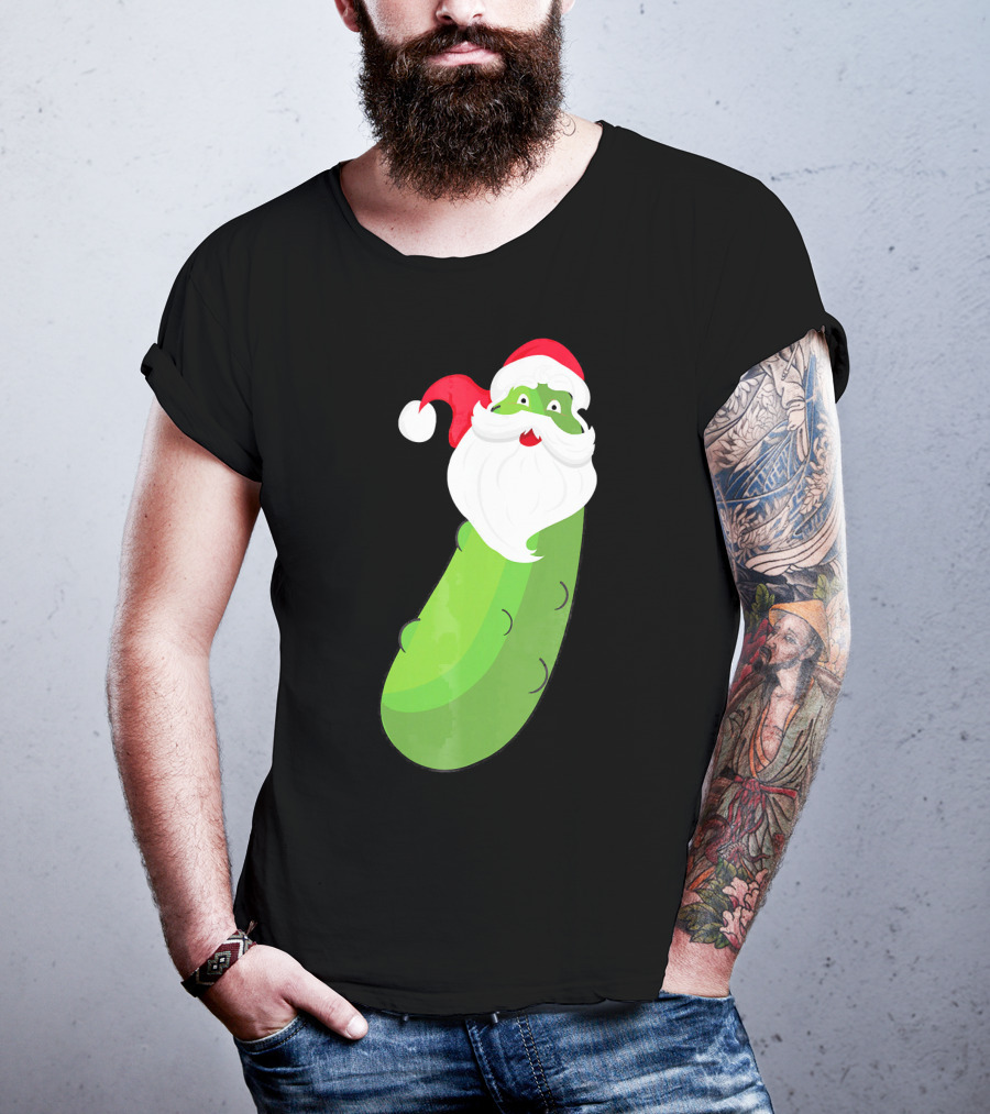 Lucky Pickle Funny Christmas Santa T-Shirt