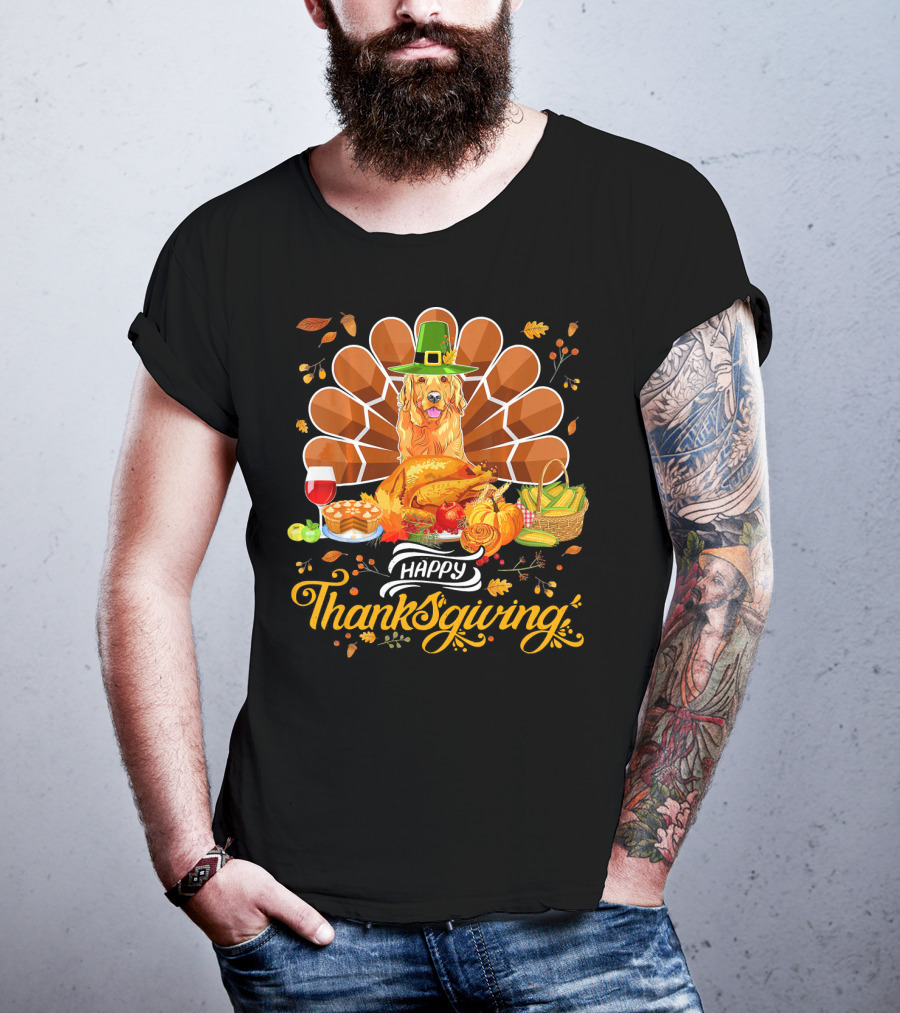 Happy Thanksgiving Golden Retriever Turk Feast T-Shirt