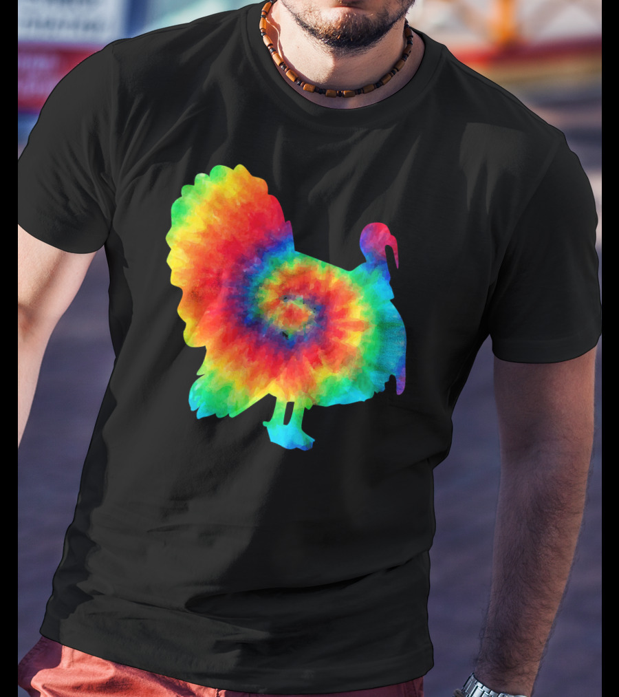 Tie Dye Turkey Thanksgiving Spiral Color Burst T-Shirt