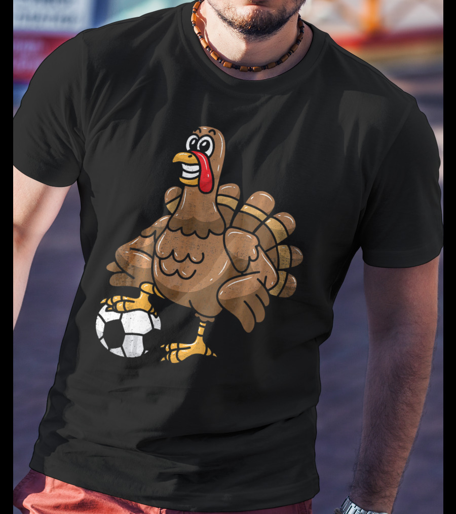 Thanksgiving Turkey Soccer Football Player T-Shirt