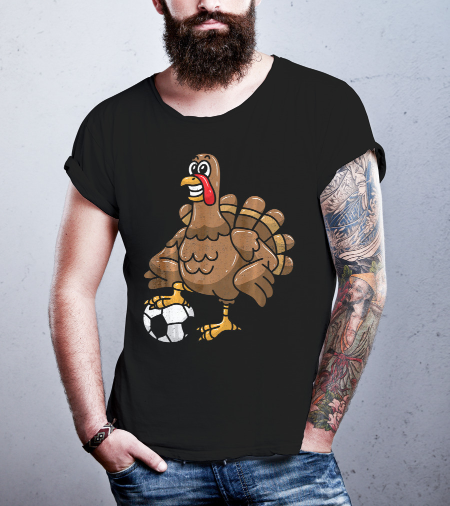 Thanksgiving Turkey Soccer Football Player T-Shirt