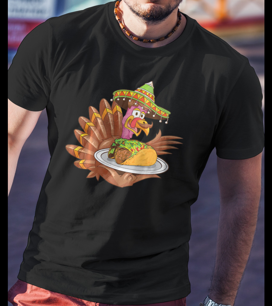 Cool Turkey Wearing Sombrero Holding Tacos T-Shirt