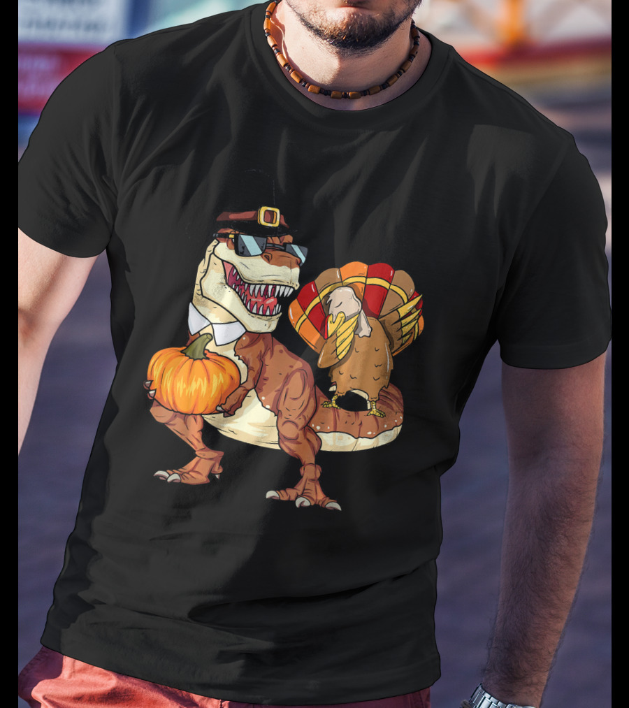 Thanksgiving Rex Dinosaur Dab Pumpkin Turkey T-Shirt