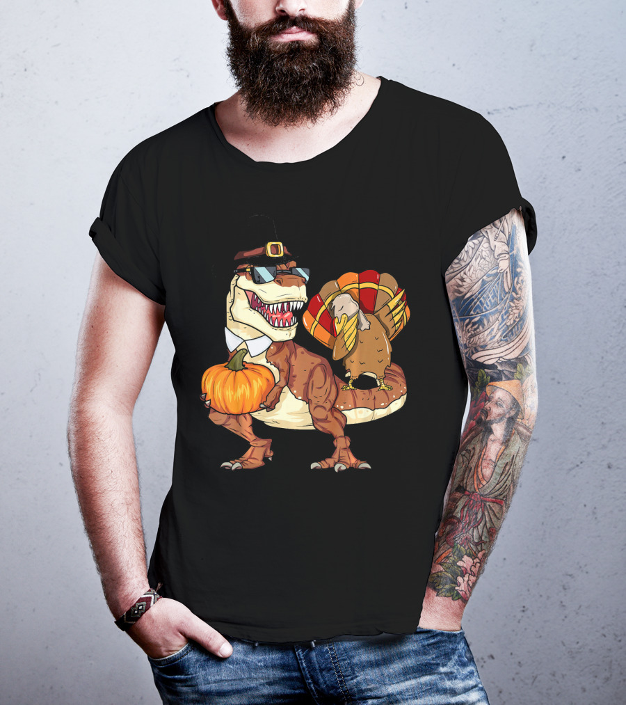 Thanksgiving Rex Dinosaur Dab Pumpkin Turkey T-Shirt