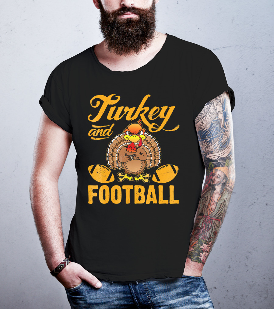 Turkey And Football Thanksgiving Humor T-Shirt