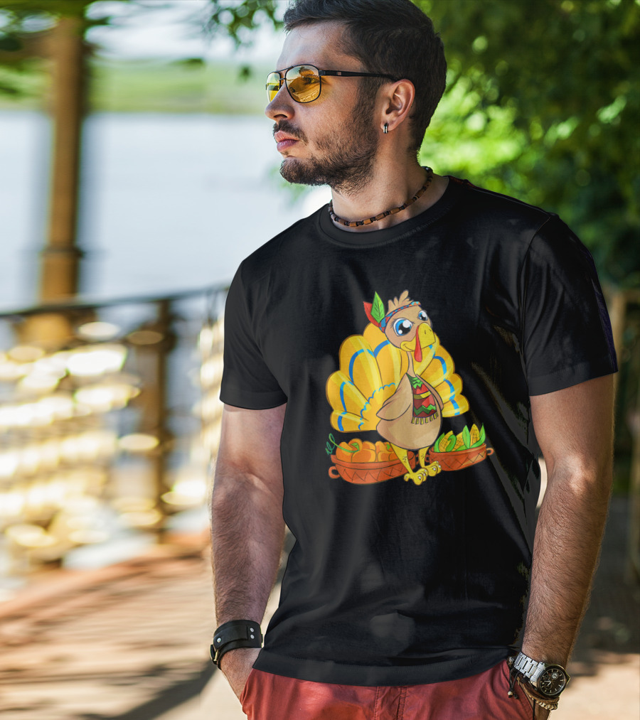 Thanksgiving Turkey Cartoon Harvest Cornucopia T-Shirt