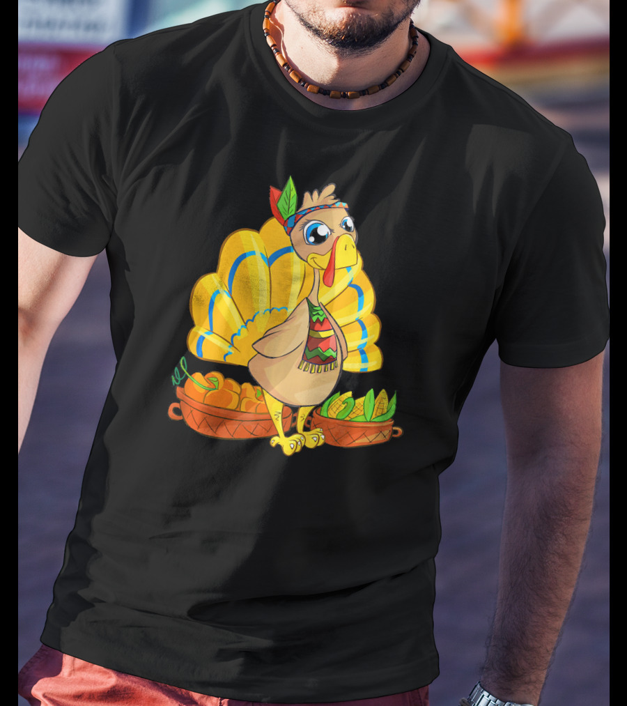 Thanksgiving Turkey Cartoon Harvest Cornucopia T-Shirt