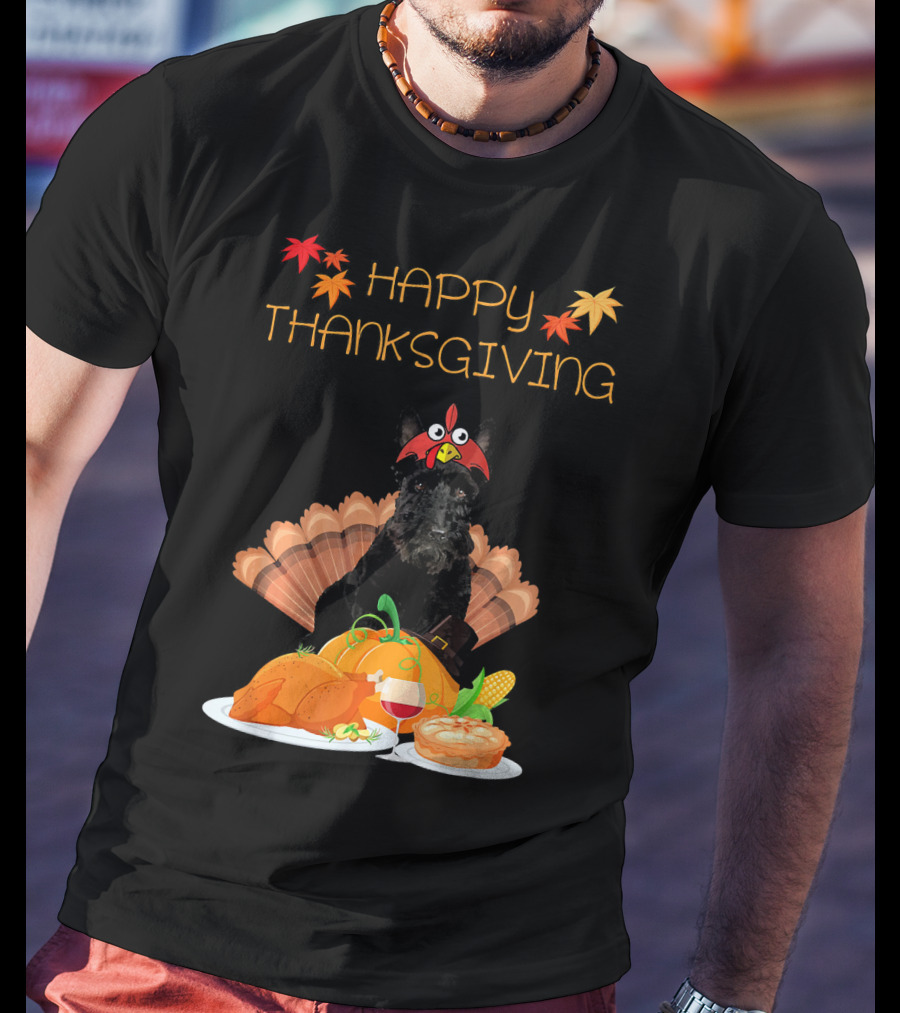 Happy Thanksgiving Day Scottish Terrier Turkey Feast T-Shirt