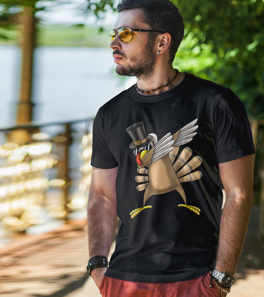 Top Hat Dabbing Turkey Thanksgiving T-Shirt