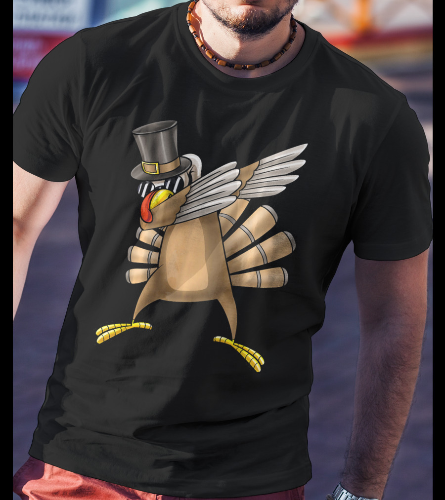 Top Hat Dabbing Turkey Thanksgiving T-Shirt