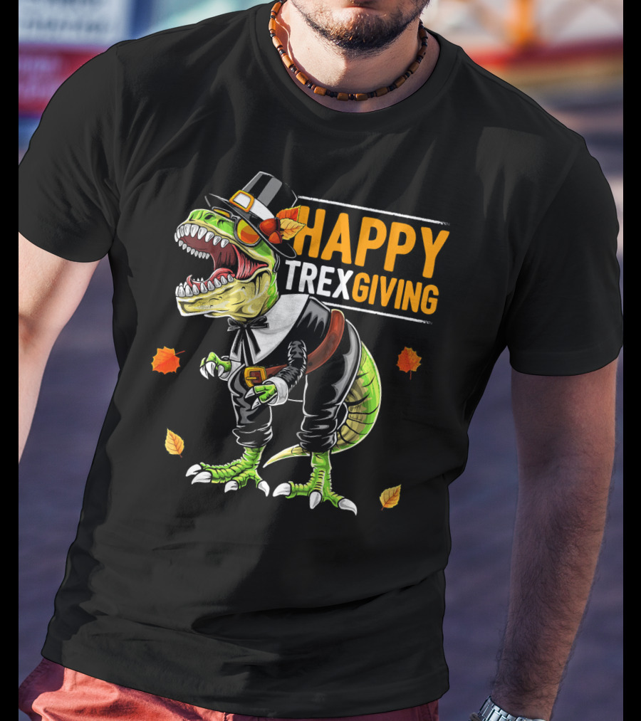 HAPPY TREXGIVING Dinosaur Pilgrim Thanksgiving T-Shirt