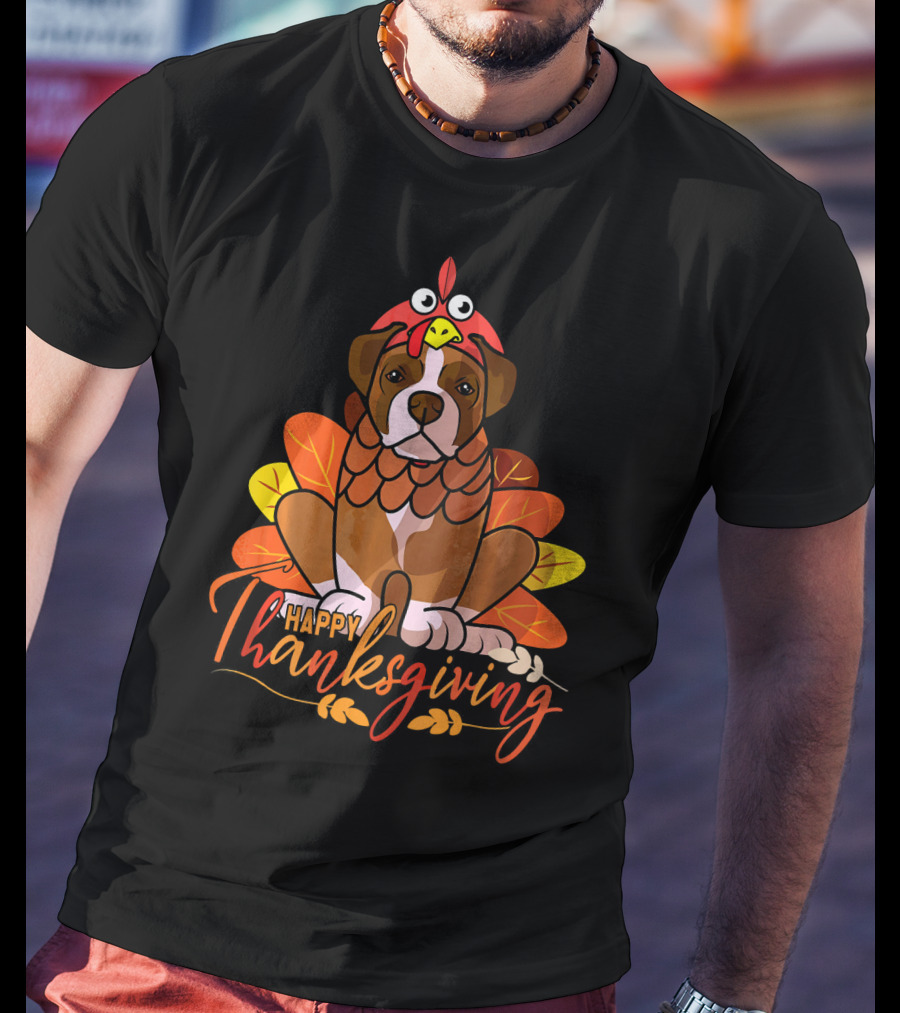 Happy Thanksgiving Boxer Dog Turkey Costume T-Shirt