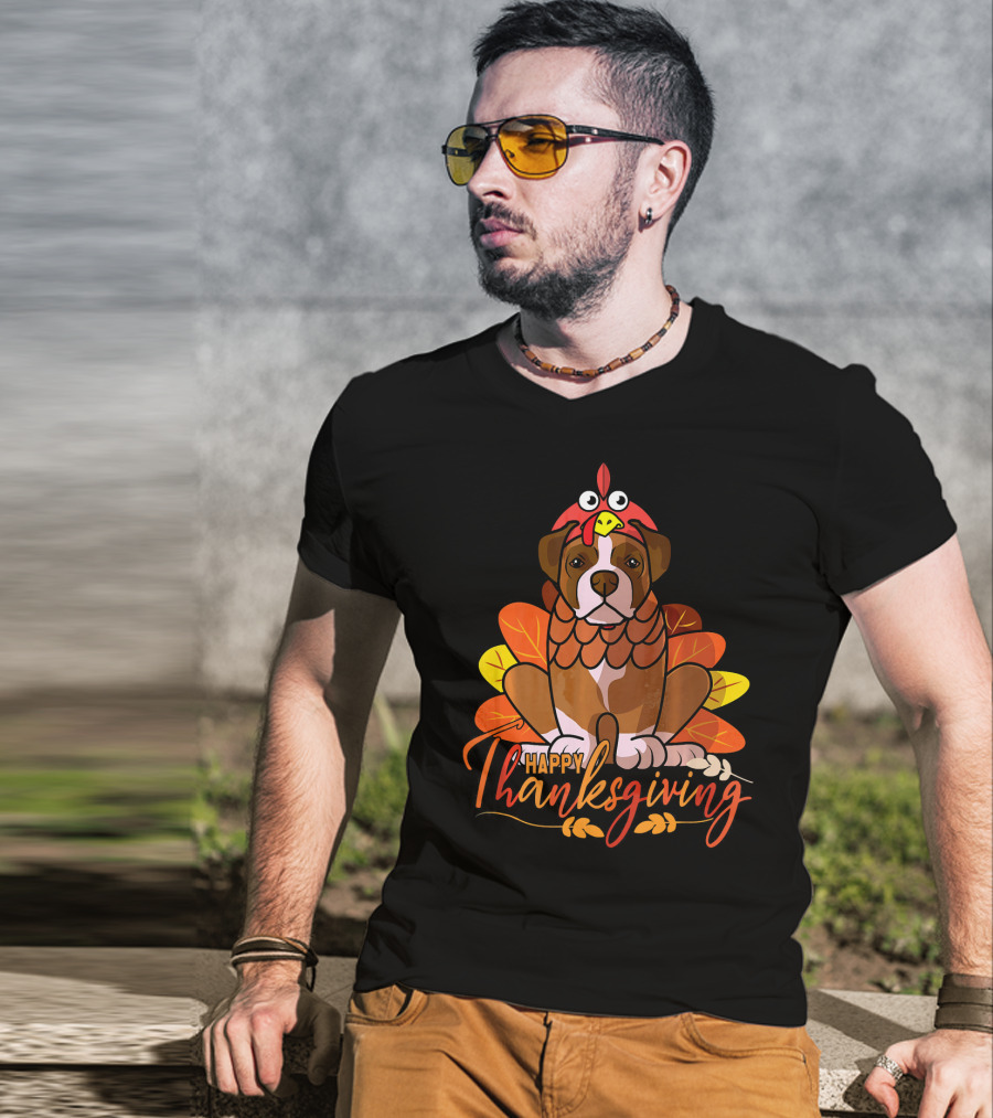 Happy Thanksgiving Boxer Dog Turkey Costume T-Shirt