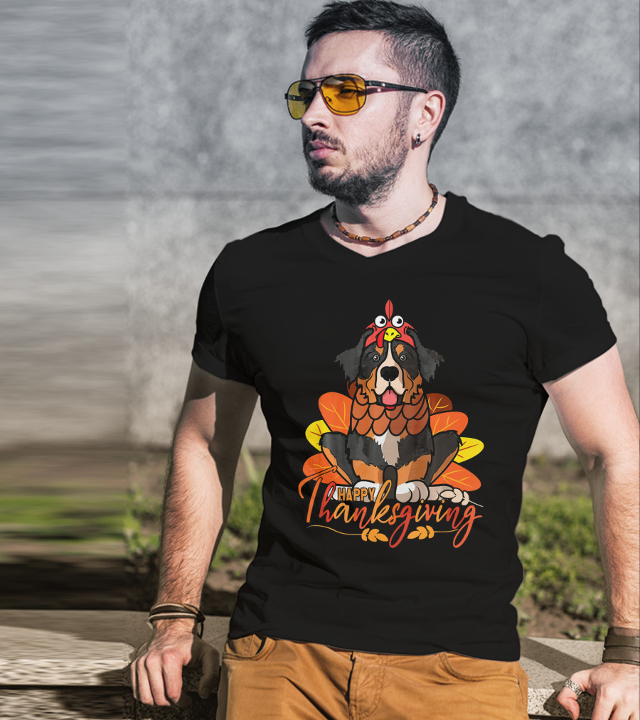 Happy Thanksgiving Funny Bernese Mountain Dog T-Shirt