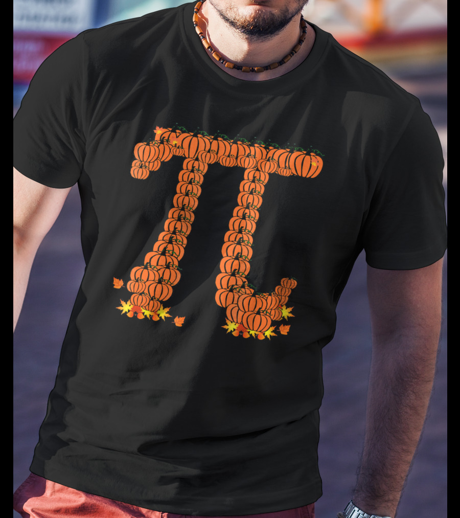 Pumpkin Pi Autumn Pattern With Leaves T-Shirt