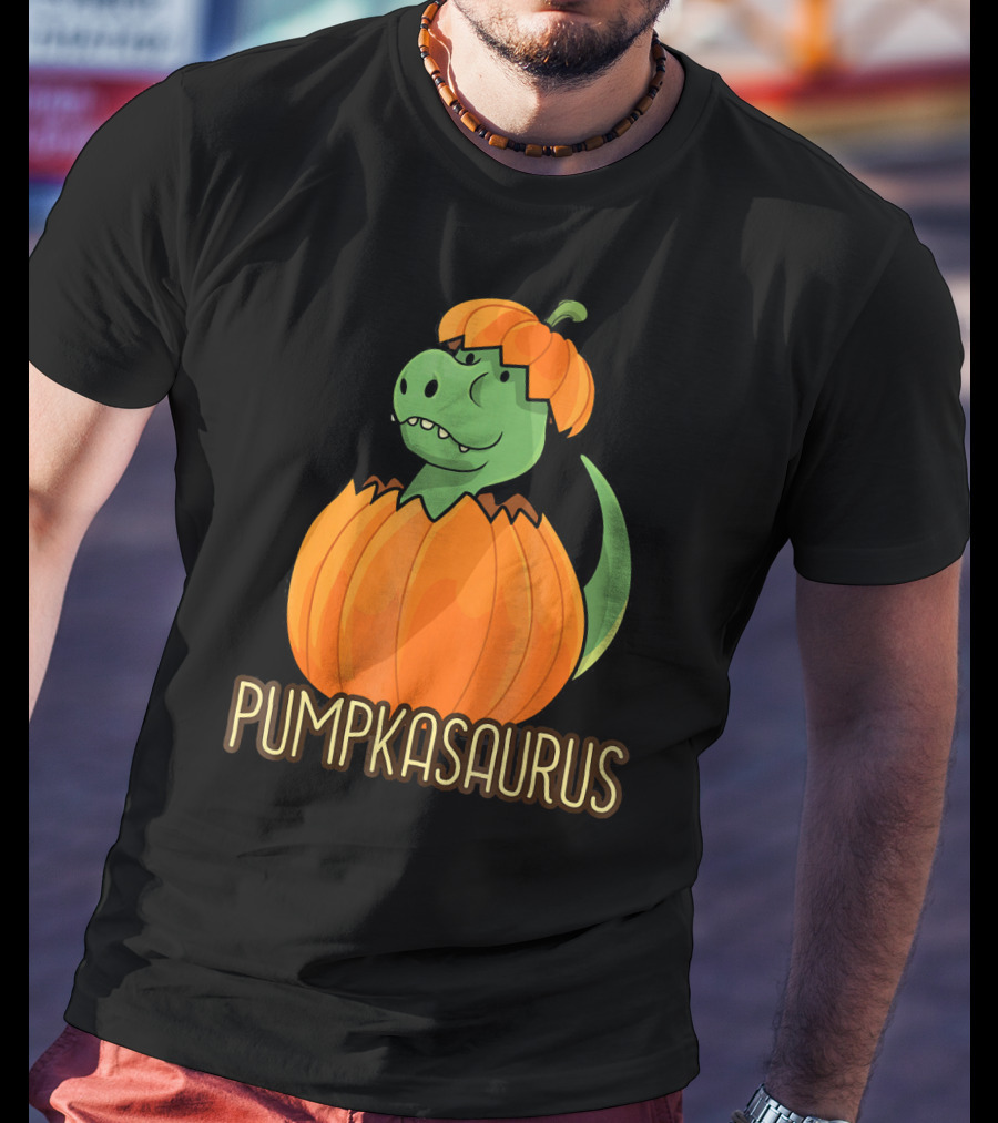 Pumpkasaurus Halloween Thanksgiving Dinosaur In Pumpkin T-Shirt