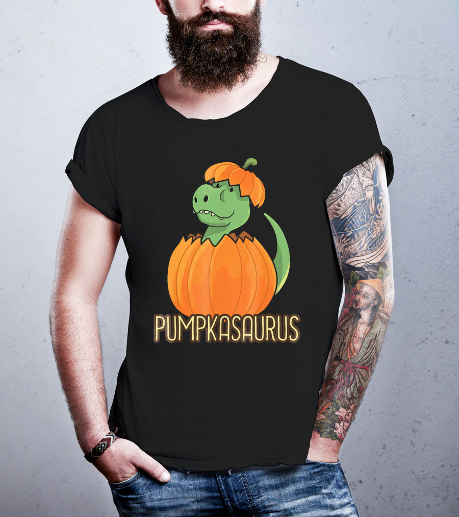 Pumpkasaurus Halloween Thanksgiving Dinosaur In Pumpkin T-Shirt
