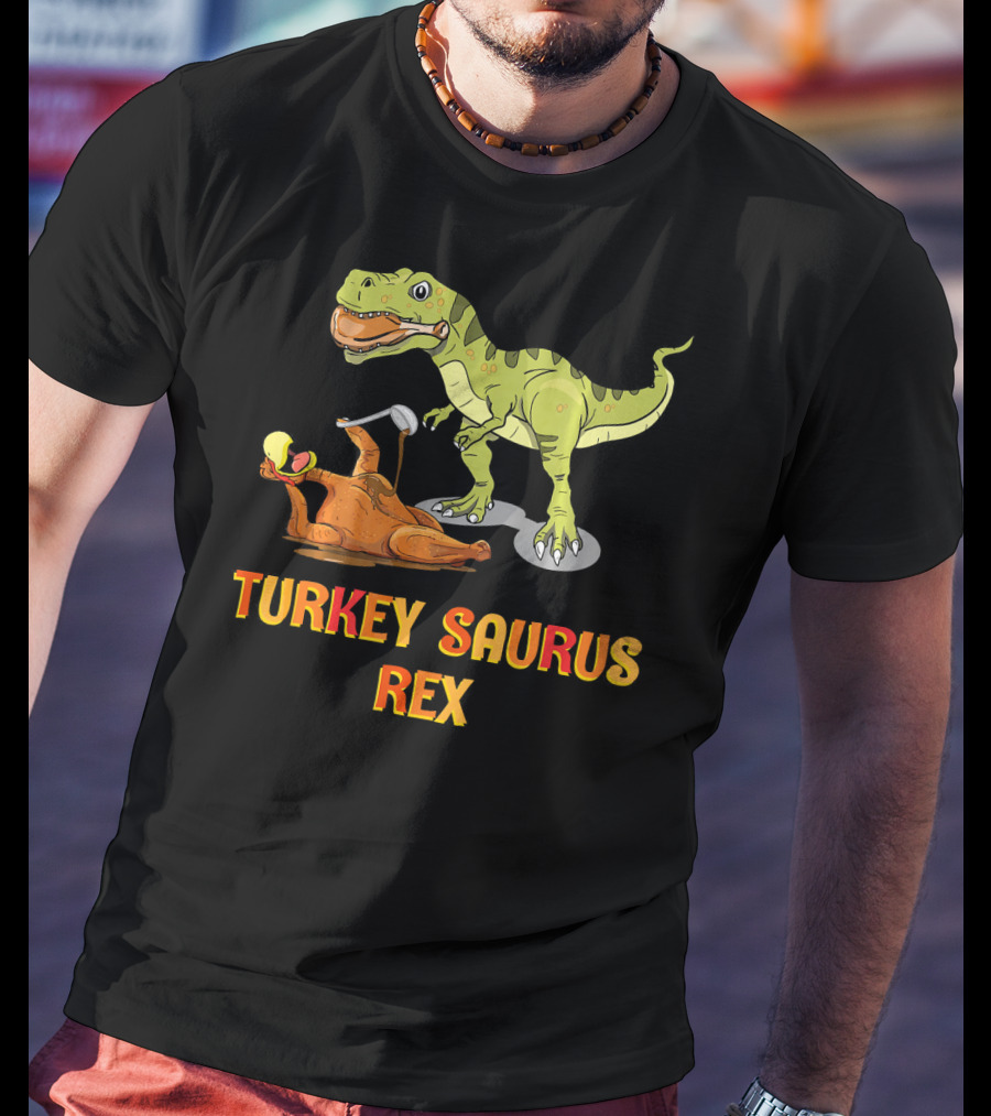 Thanksgiving Turkey Saurus Rex Dinosaur Humor T-Shirt
