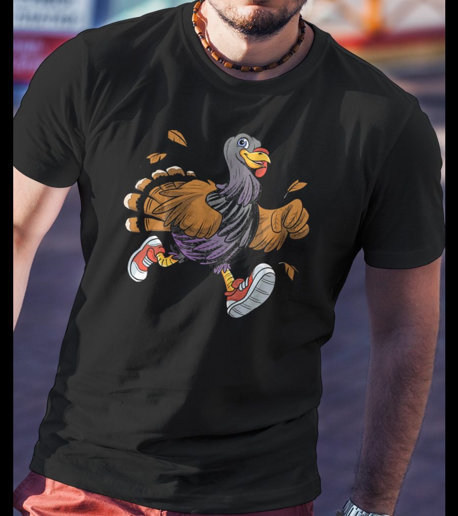 Thanksgiving Fun Running Turkey In Sneakers T-Shirt