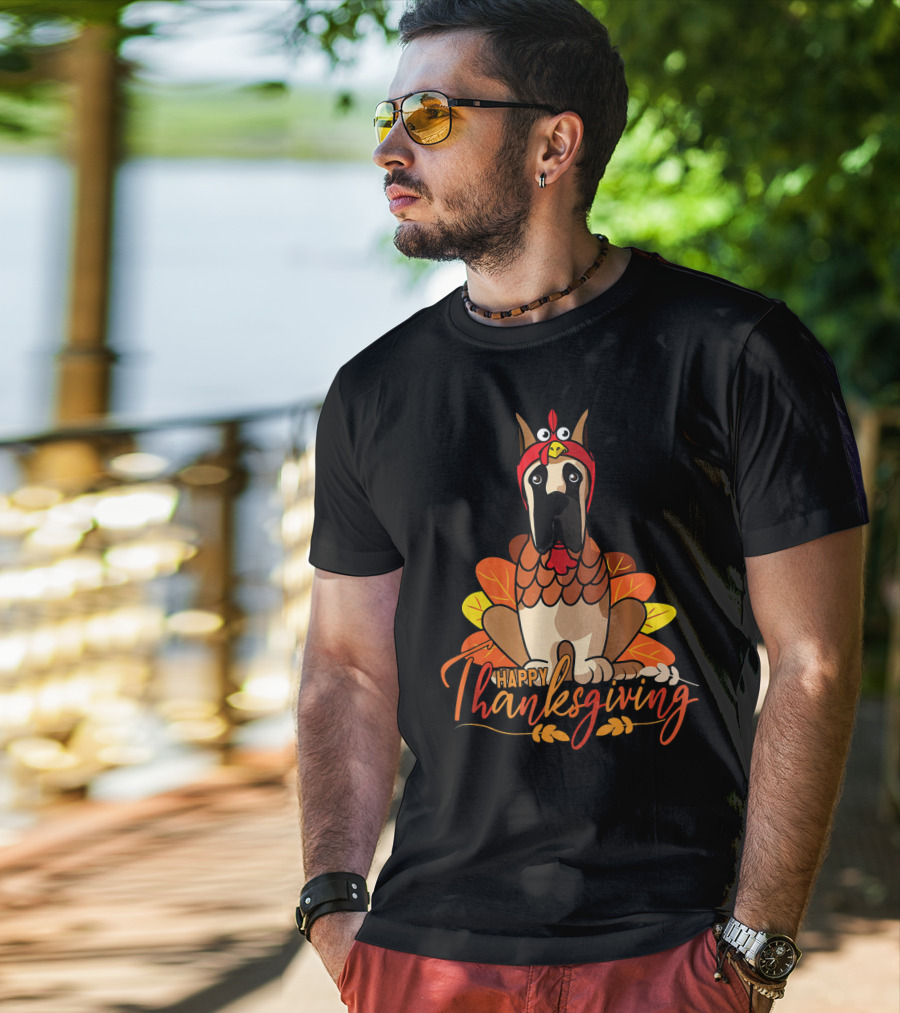 Happy Thanksgiving Funny Great Dane Turkey Costume T-Shirt