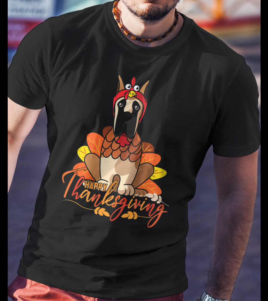 Happy Thanksgiving Funny Great Dane Turkey Costume T-Shirt