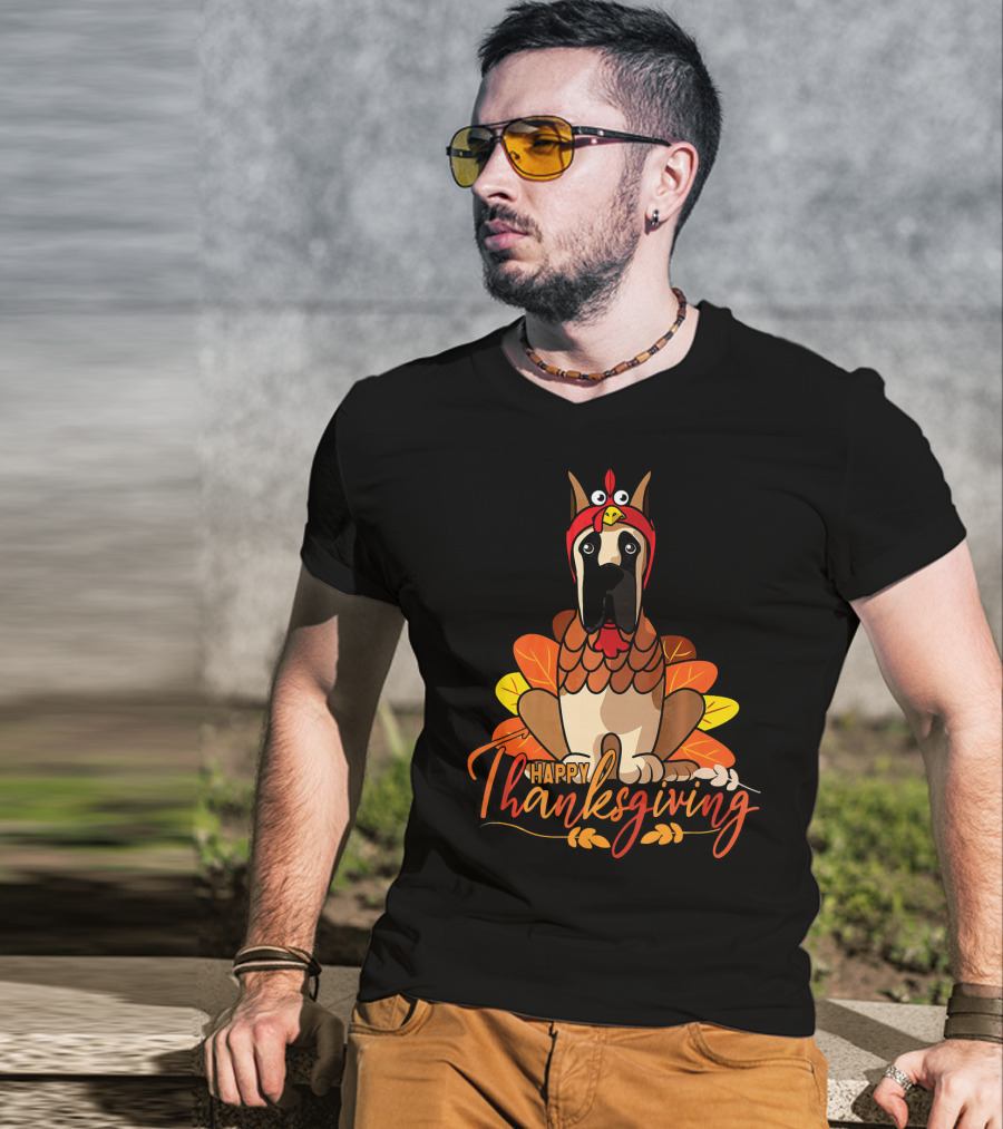 Happy Thanksgiving Funny Great Dane Turkey Costume T-Shirt