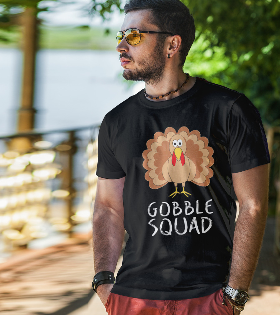 Gobble Squad Cute Turkey Trot Thankful Turkey T-Shirt