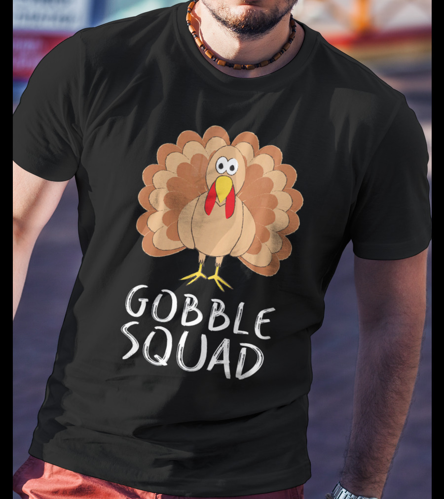 Gobble Squad Cute Turkey Trot Thankful Turkey T-Shirt