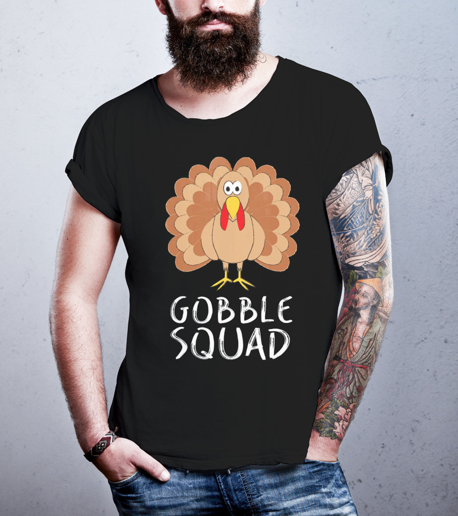 Gobble Squad Cute Turkey Trot Thankful Turkey T-Shirt