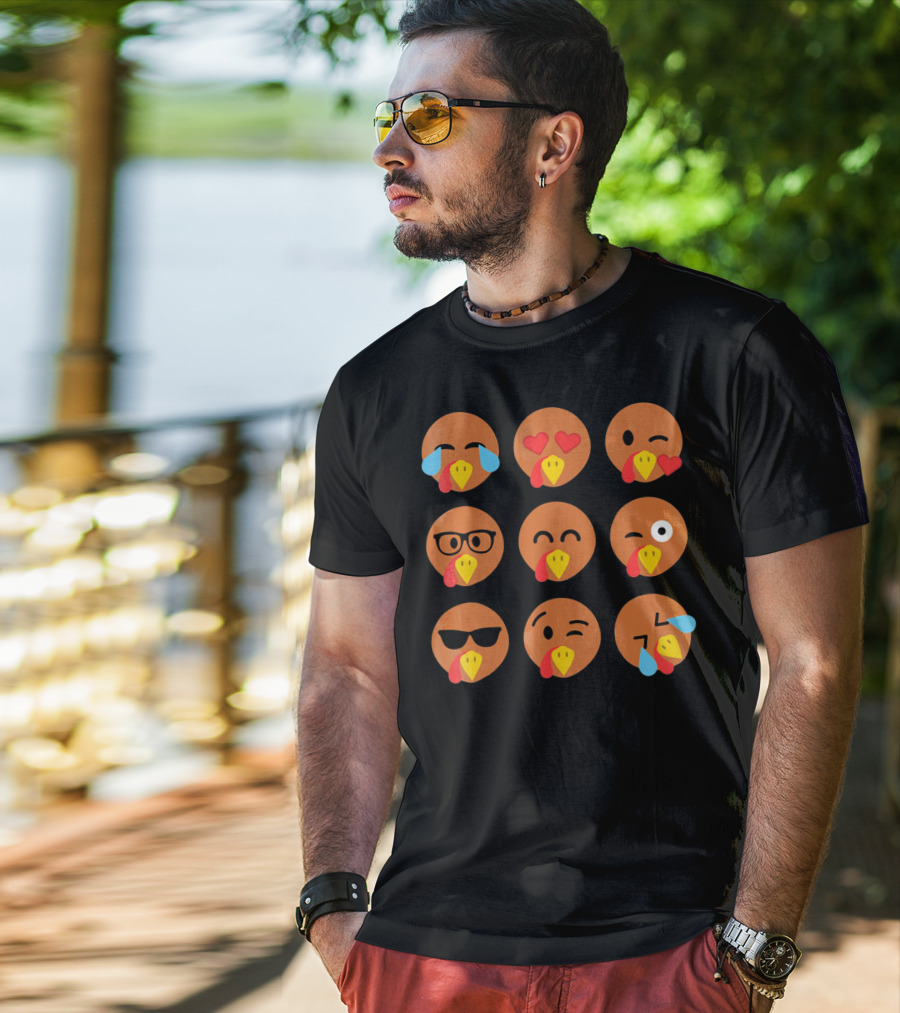 Turkey Emojis Crying Winking Heart Eyes Sunglasses Glasses Expressions T-Shirt