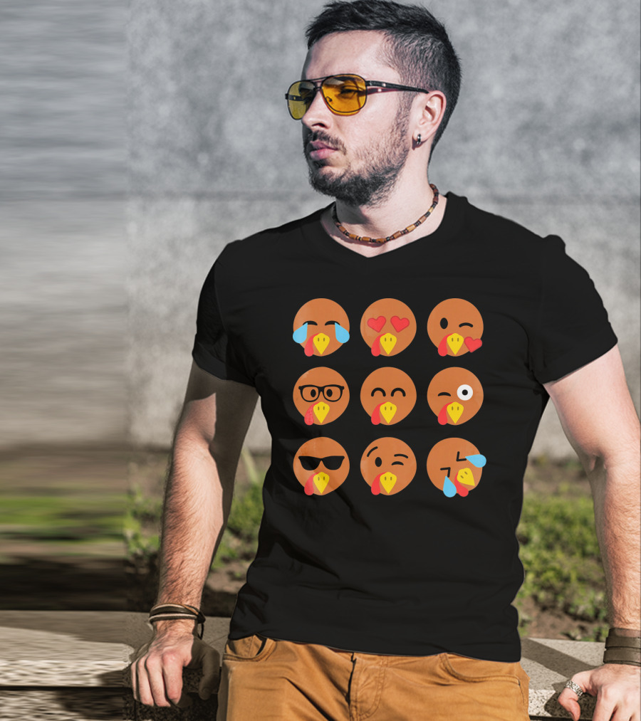 Turkey Emojis Crying Winking Heart Eyes Sunglasses Glasses Expressions T-Shirt