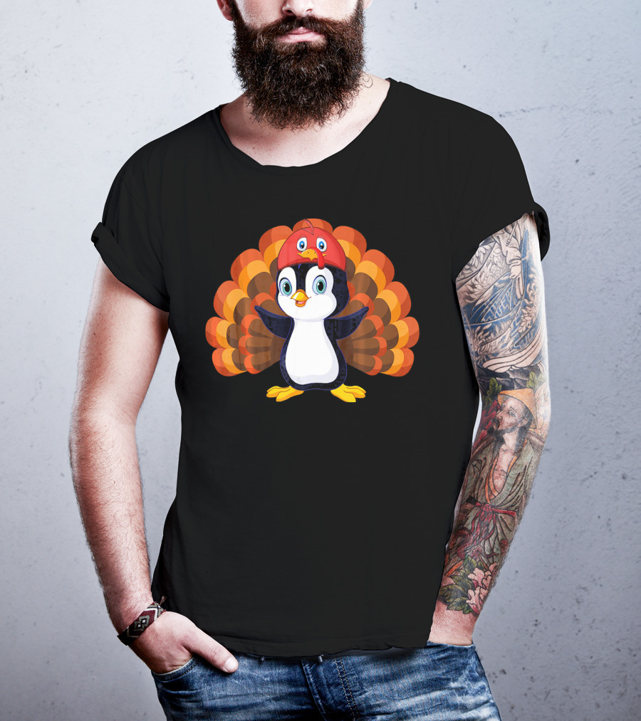 Turkey Penguin Thanksgiving Hybrid Character T-Shirt