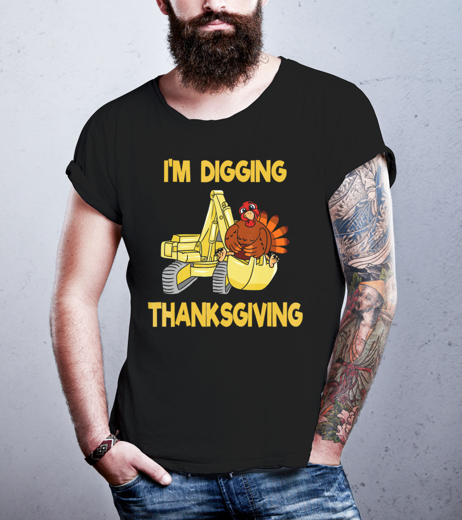 I'm Digging Thanksgiving Kids Excavator Turkey T-Shirt