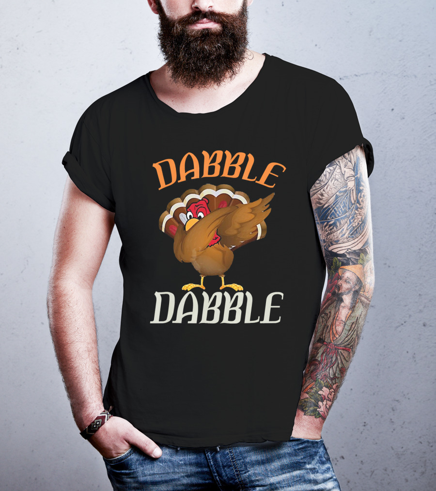 Dabble Dabble Funny Thanksgiving Dabbing Turkey T-Shirt
