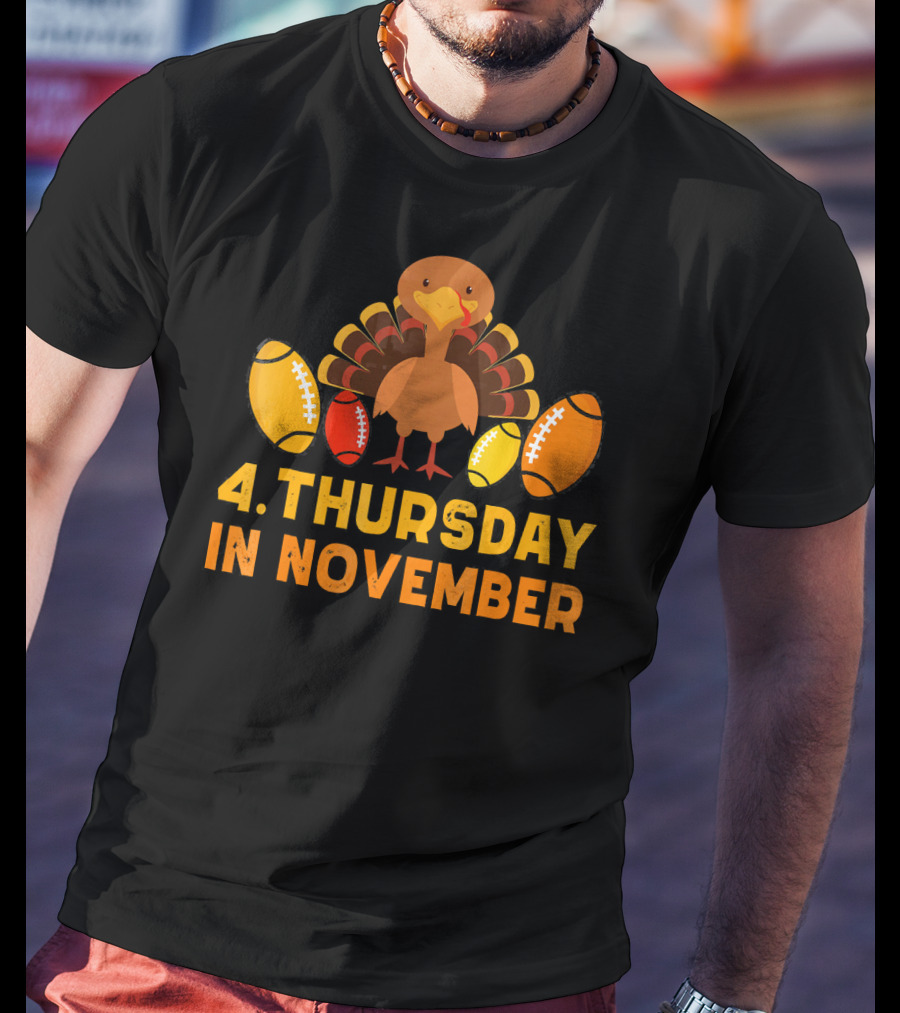 4 Thursday In November Funny Turkey Football T-Shirt
